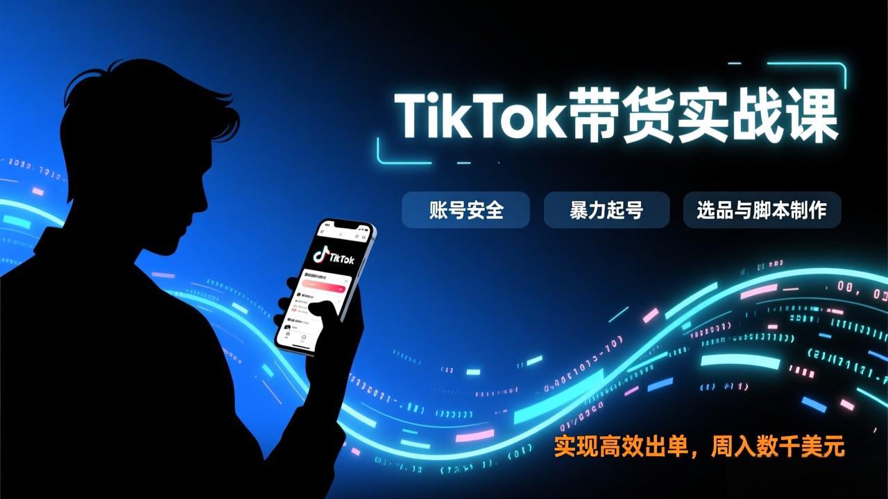 TikTok带货实战课，涵盖账号安全、暴力起号、选品与脚本制作，实现高效出单，周入数千美元-985网创