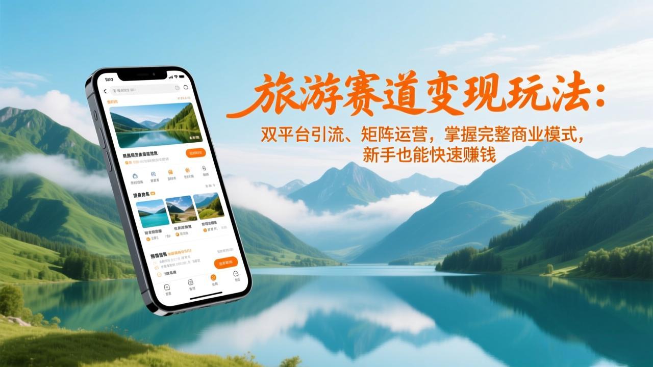 旅游赛道变现玩法：双平台引流、矩阵运营，掌握完整商业模式，新手也能快速赚钱-985网创