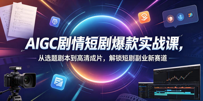 AIGC剧情短剧爆款实战课，从选题剧本到高清成片，解锁短剧副业新赛道-985网创