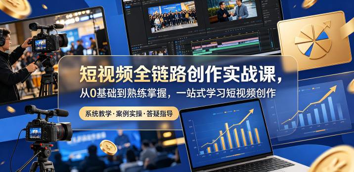 短视频全链路创作实战课，从0基础到熟练掌握，一站式学习短视频创作-985网创