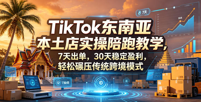 TikTok东南亚本土店实操陪跑教学，7天出单，30天稳定盈利，轻松碾压传统跨境模式-985网创