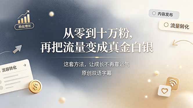 （19198期）从零到十万粉，再把流量变成真金白银——这套方法，让成长不再靠运气【原创双语字幕】-985网创