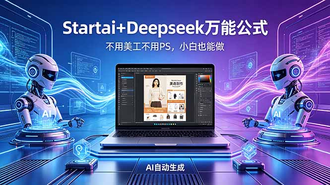 AI自动做电商详情页：Startai+Deepseek万能公式，不用美工不用PS，小白也能做-985网创