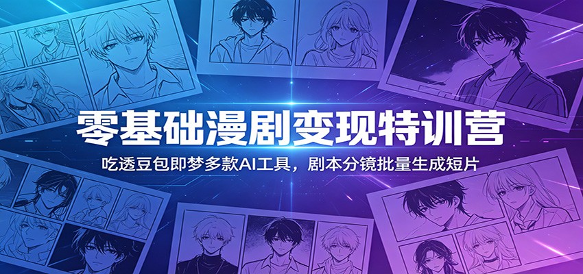 零基础漫剧变现特训营：吃透豆包即梦多款AI工具，剧本分镜批量生成短片-985网创