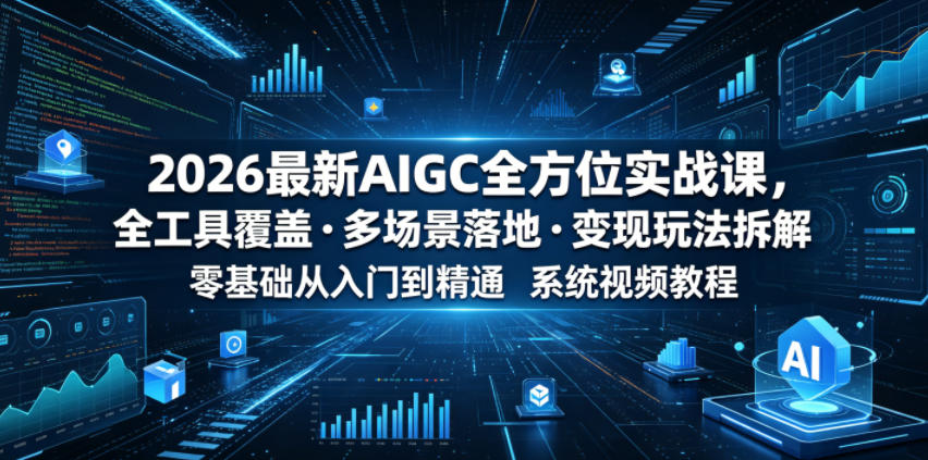 2026最新AIGC全方位实战课，全工具覆盖・多场景落地・变现玩法拆解，零基础从入门到精通系统视频教程-985网创