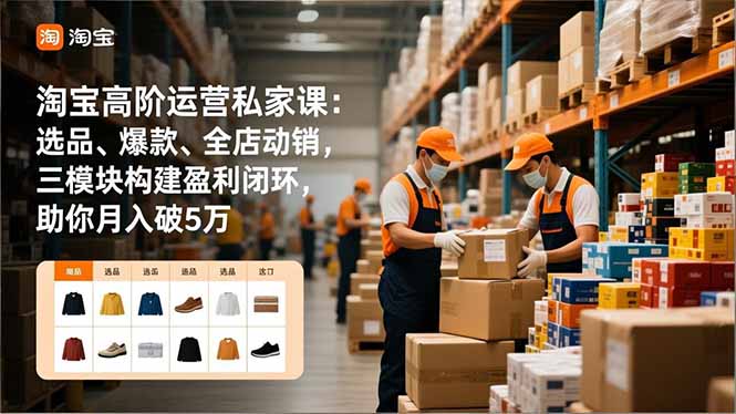 淘宝高阶运营私家课：选品、爆款、全店动销，三模块构建盈利闭环，助你月入破5万(更新12月-985网创