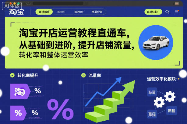 淘宝开店运营教程直通车，从基础到进阶，提升店铺流量，转化率和整体运营效率（更新26年05月27日）-985网创