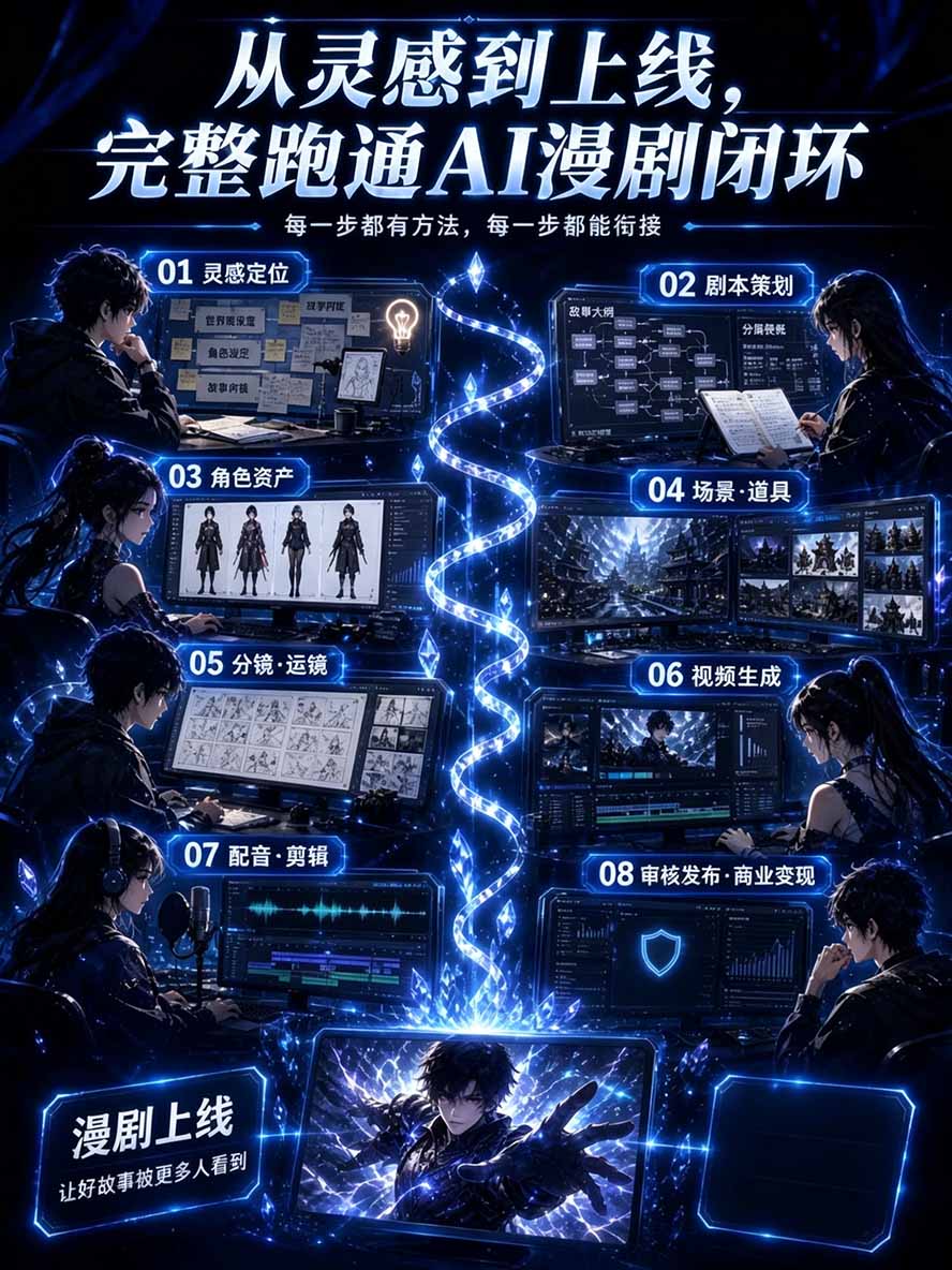 图片[2]-【无水印】2026AI漫剧创作与商业变现掘金营：打通选题→AI编剧→角色场景→自动分镜→视频生成→剪辑发布→运营变现-985网创