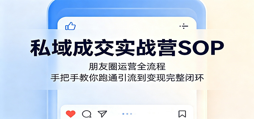 私域成交实战营SOP：朋友圈运营全流程，手把手教你跑通引流到变现完整闭环-985网创