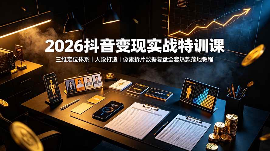 （19419期）2026抖音变现实战特训课：三维定位体系｜人设打造｜像素拆片数据复盘全套爆款落地教程-985网创