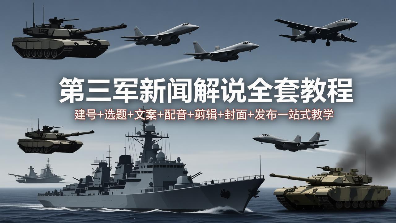第三军迷新闻解说全套教程：建号+选题+文案+配音+剪辑+封面+发布一站式教学-985网创