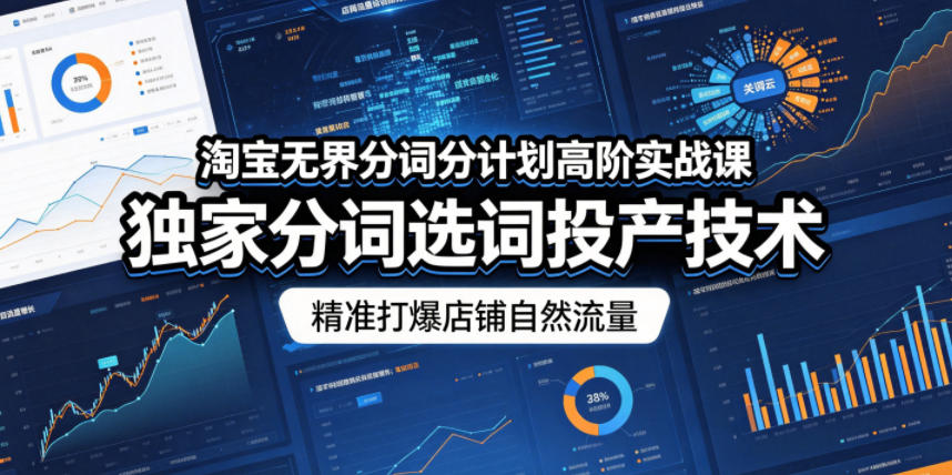 淘宝无界分词分计划高阶实战课，独家分词选词投产技术，精准打爆店铺自然流量-985网创