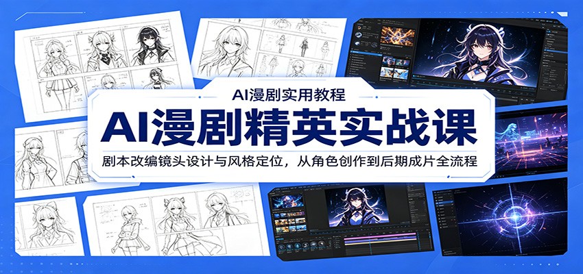 AI漫剧精英实战课：剧本改编镜头设计与风格定位，从角色创作到后期成片全流程-985网创