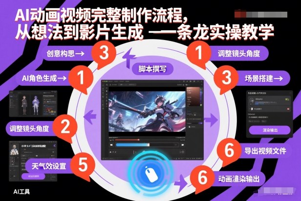 AI动画视频完整制作流程，从想法到影片生成一条龙实操教学-985网创