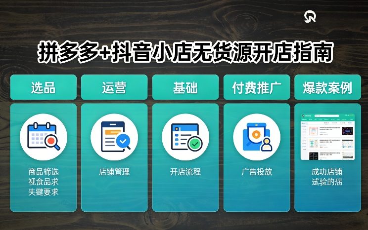 拼多多+抖音小店无货源开店，包括：选品、运营、基础、付费推广、爆款案例等(更新26年2月)-985网创