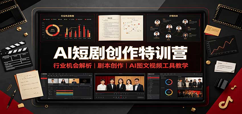 AI短剧创作特训营：行业机会解析，剧本创作，AI图文视频工具教学(文字版)-985网创