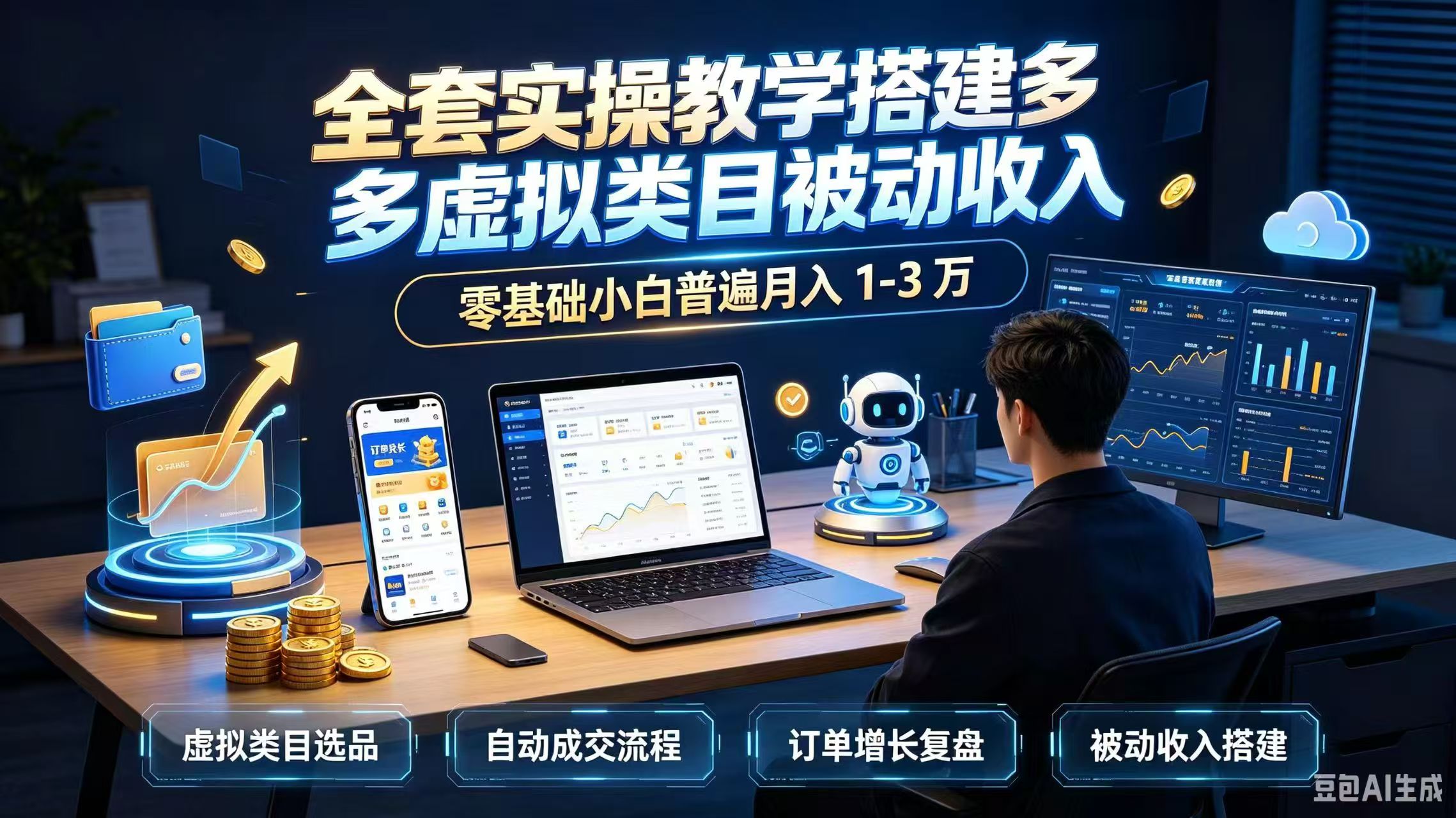 全套实操教学搭建多多虚拟类目被动收入，零基础小白普遍月入 1-3 万-985网创