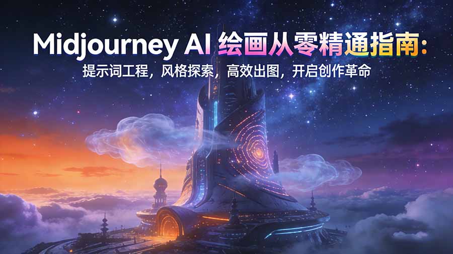 Midjourney AI绘画从零精通指南：提示词工程，风格探索，高效出图，开启创作革命-985网创