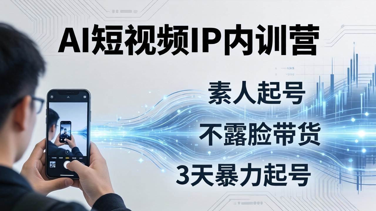 （19208期）2026AI短视频IP内训营-更新：从素人起号到不露脸带货，3天暴力起号全流程拆解-985网创