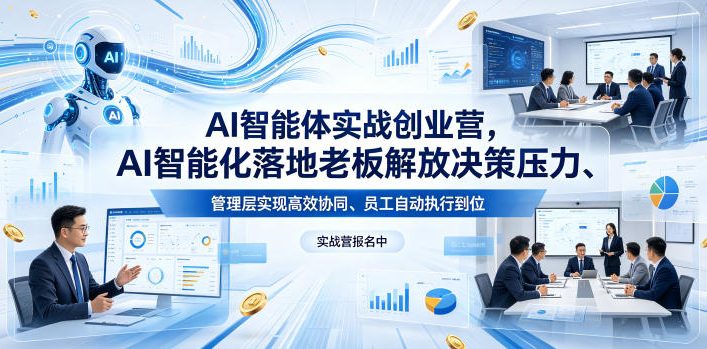 AI智能体实战创业营26年4月23-25号线下课，AI智能化落地老板解放决策压力、管理层实现高效协同、员工自动执行到位-985网创