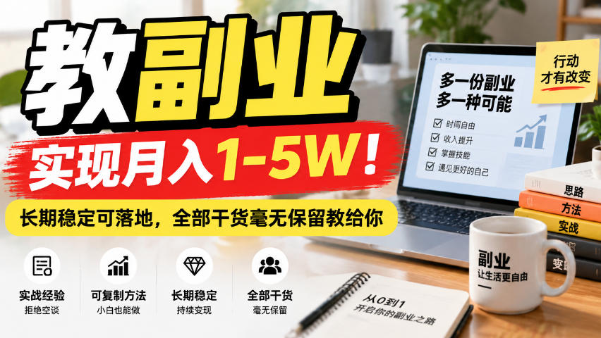 “教副业”实现月入1-5W！长期稳定可落地，全部干货毫无保留教给你【揭秘】-985网创
