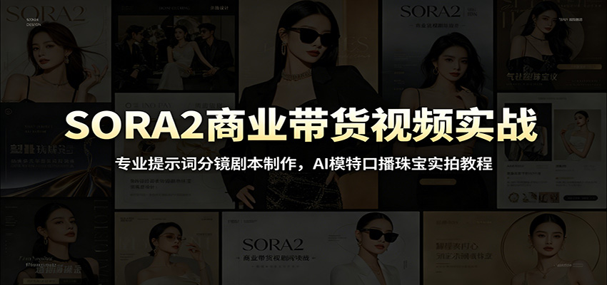 SORA2商业带货视频实战：专业提示词分镜剧本制作，AI模特口播珠宝实拍教程-985网创
