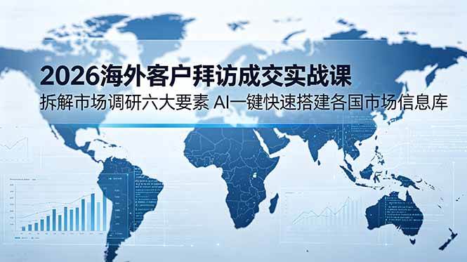 （18992期）2026海外客户拜访成交实战课：拆解市场调研六大要素，AI一键快速搭建各国市场信息库-985网创