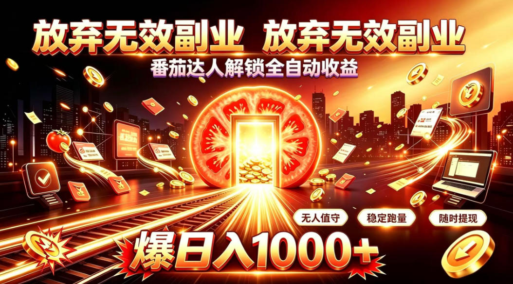 放弃无效副业，番茄达人解锁全自动收益，日入1k+，门槛最低的线上轻资产项目【揭秘】-985网创