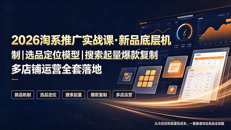 （19272期）2026淘系推广实战课·新品底层机制｜选品定位模型｜搜索起量爆款复制多店铺运营全套落地教程-985网创