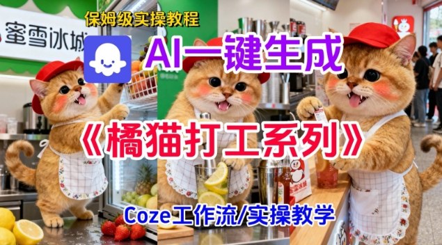 Coze扣子工作流一键生成胖橘猫打工短视频，保姆级实操搭建教学-985网创