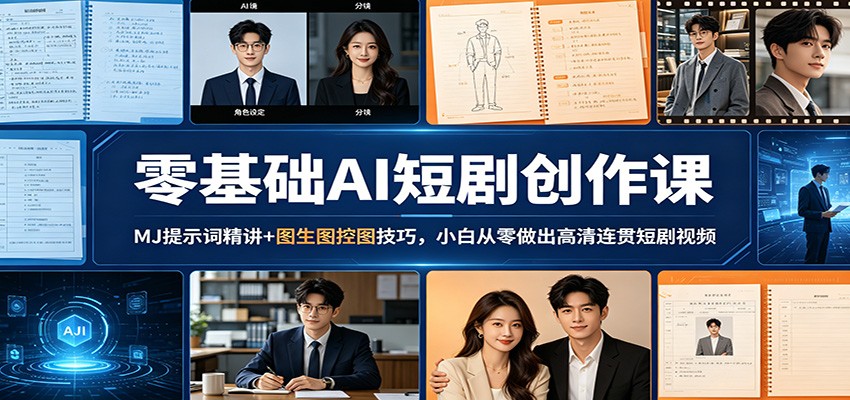 零基础AI短剧创作课：MJ提示词精讲+图生图控图技巧，小白从零做出高清连贯短剧视频-985网创
