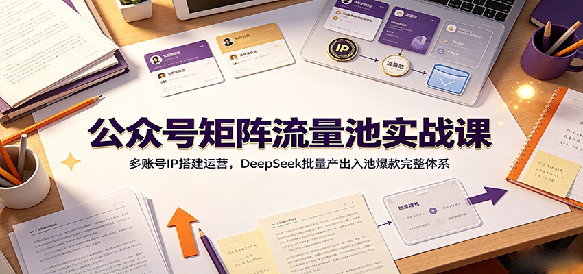 公众号矩阵流量池实战课：多账号IP搭建运营，DeepSeek批量产出入池爆款完整体系-985网创