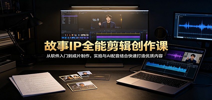 故事IP全能剪辑创作课：从软件入门到成片制作，实拍与AI配音结合快速打造优质内容-985网创