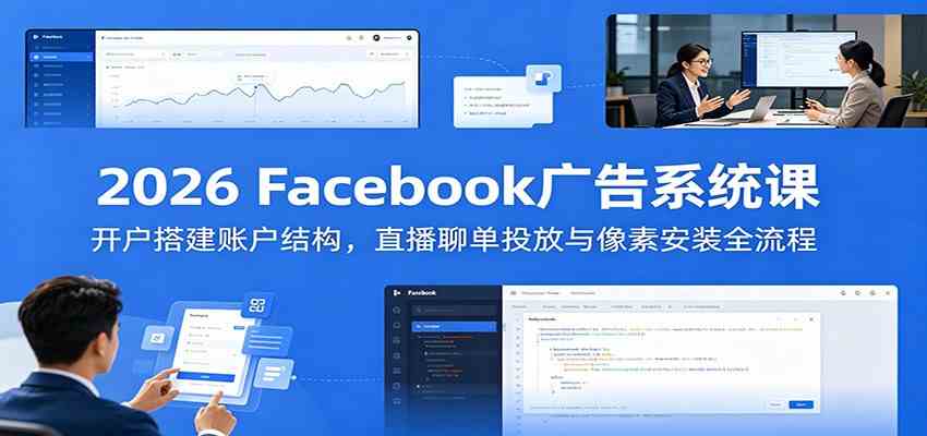 2026 Facebook广告系统课：开户搭建账户结构，直播聊单投放与像素安装全流程-985网创