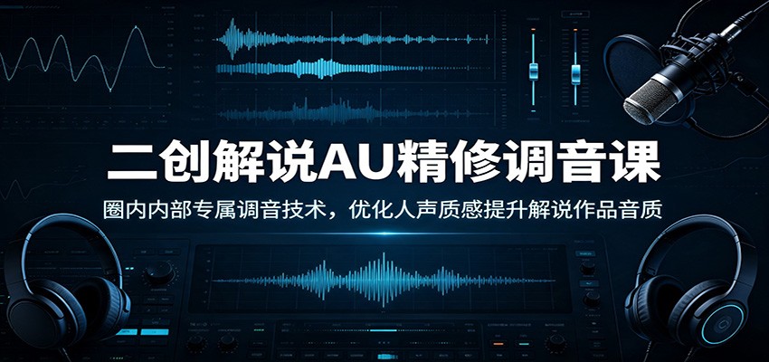 二创解说AU精修调音课：圈内内部专属调音技术，优化人声质感提升解说作品音质-985网创