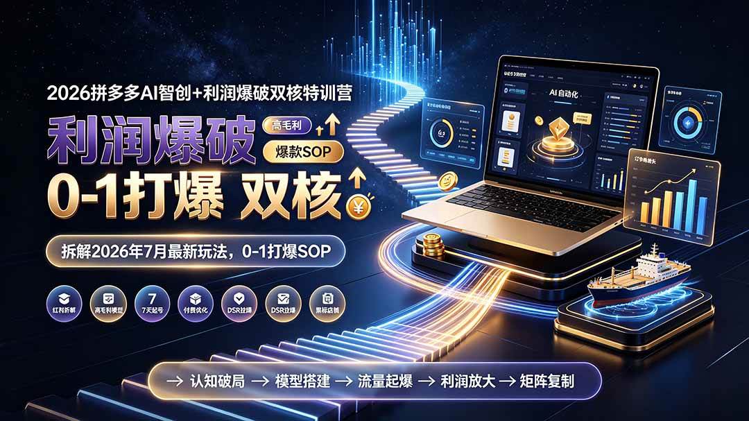 （19391期）2026拼多多AI智创+利润爆破双核特训营-更新：拆解2026年7月最新玩法，0-1打爆SOP-985网创