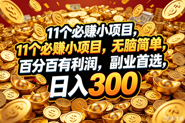 （18756期）11个必赚的小项目，百分百赚元子，无脑简单，副业首选，日入300+-985网创