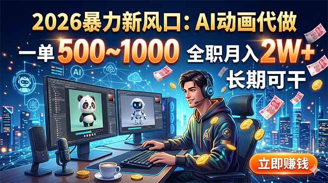 （18993期）2026暴力新风口：AI动画代做，一单500~1000，全职月入2W+，长期可干-985网创