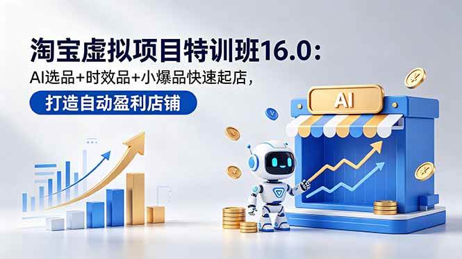 （18666期）淘宝虚拟项目特训班16.0：AI选品+时效品+小爆品快速起店，打造自动盈利店铺-985网创