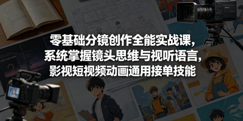 零基础分镜创作全能实战课，系统掌握镜头思维与视听语言，影视短视频动画通用接单技能-985网创