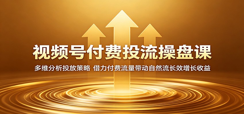视频号付费投流操盘课：多维分析投放策略，借力付费流量带动自然流长效增长收益-985网创