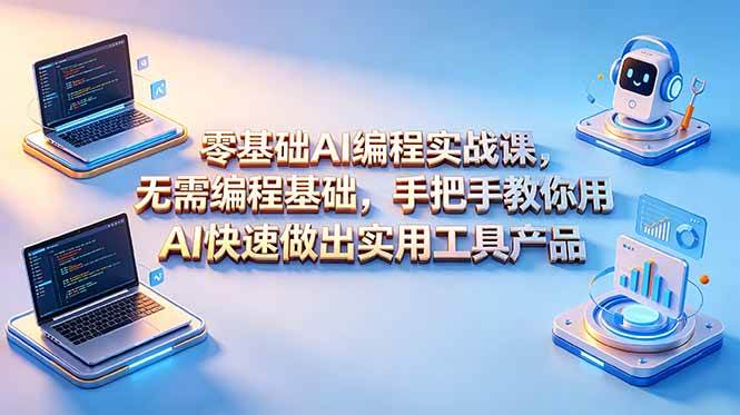 （18785期）零基础AI编程实战课-更新，无需编程基础，手把手教你用AI快速做出实用工具产品-985网创