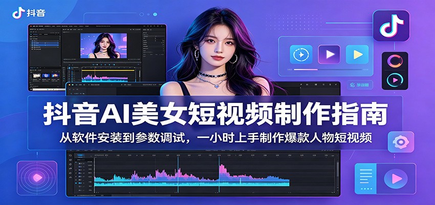 抖音AI美女短视频制作指南：从软件安装到参数调试，一小时上手制作爆款人物短视频-985网创