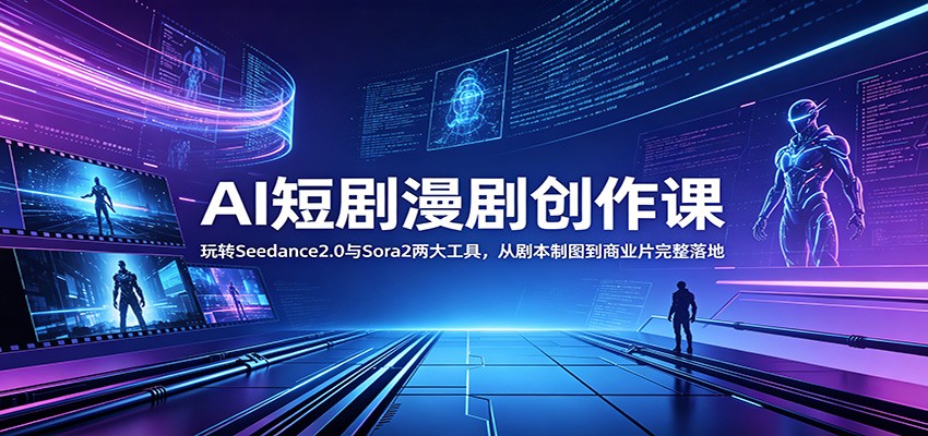 AI短剧漫剧创作课：玩转Seedance2.0与 Sora2两大工具，从剧本制图到商业片完整落地-985网创