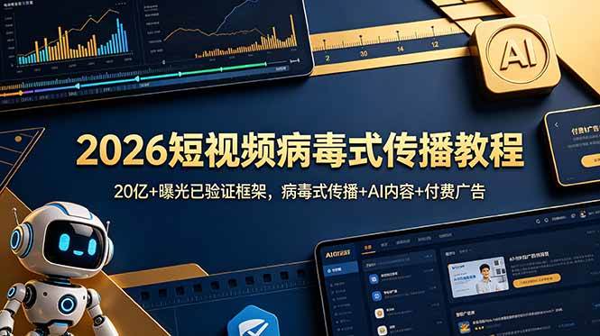 （18986期）2026短视频病毒式传播教程：20亿+曝光已验证框架，病毒式传播+AI内容+付费广告-985网创