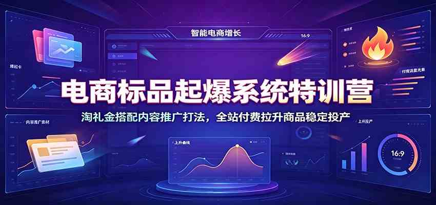 电商标品起爆系统特训营：淘礼金搭配内容推广打法，全站付费拉升商品稳定投产-985网创