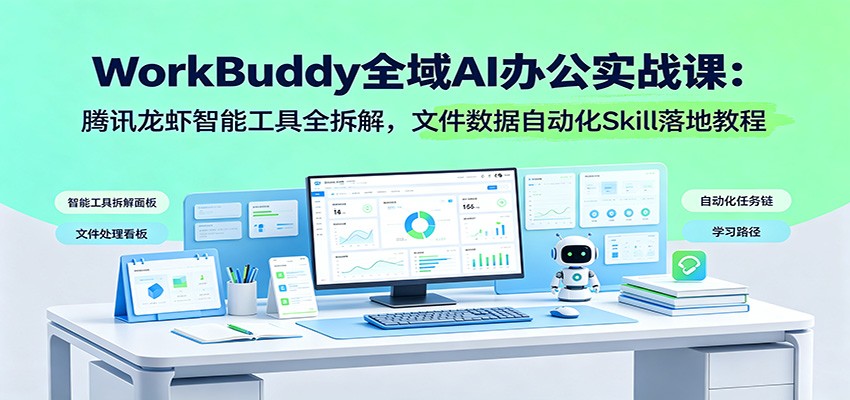 WorkBuddy全域AI办公实战课：腾讯龙虾智能工具全拆解，文件数据自动化Skill落地教程-985网创