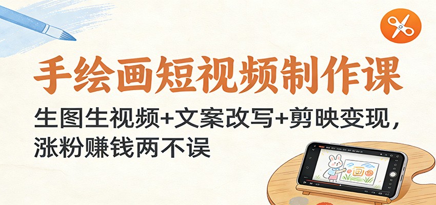 手绘画短视频制作课：生图生视频+文案改写+剪映变现，涨粉赚钱两不误-985网创