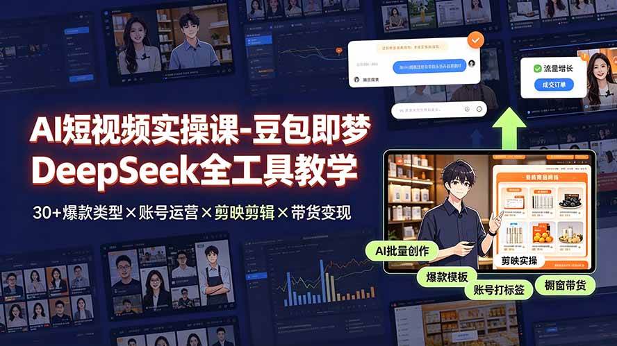 （19261期）AI短视频实操课-豆包即梦DeepSeek全工具教学 | 30+爆款类型×账号运营×剪映剪辑×带货变现。-985网创