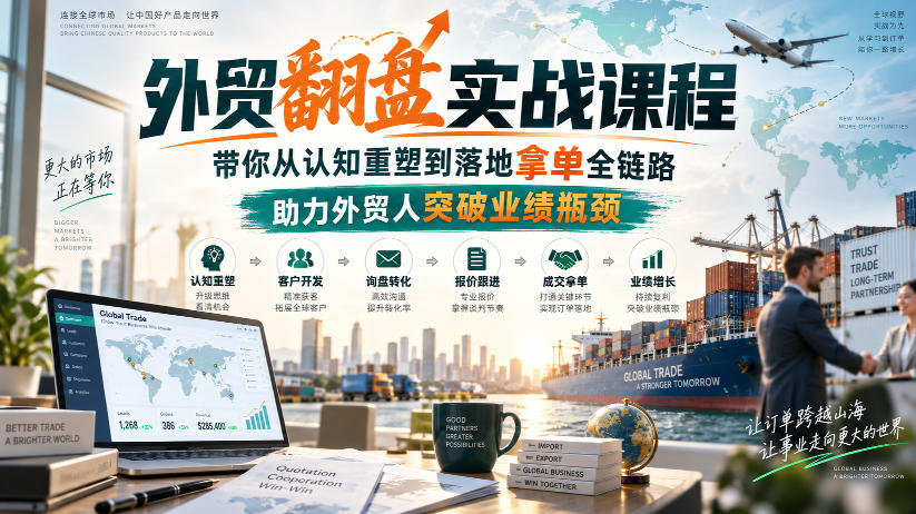 外贸翻盘实战课程，带你从认知重塑到落地拿单全链路，助力外贸人突破业绩瓶颈-985网创